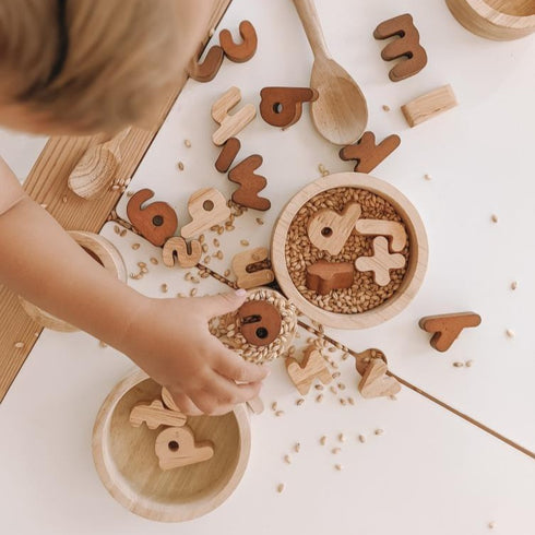 QTOYS - Lowercase Wooden Letters - 26 Piece Set